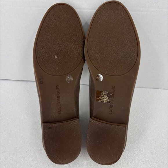 Lucky Brand Cahill Leather Flats Women's Size 8M Taupe Loafer Slip On - Picture 8 of 8